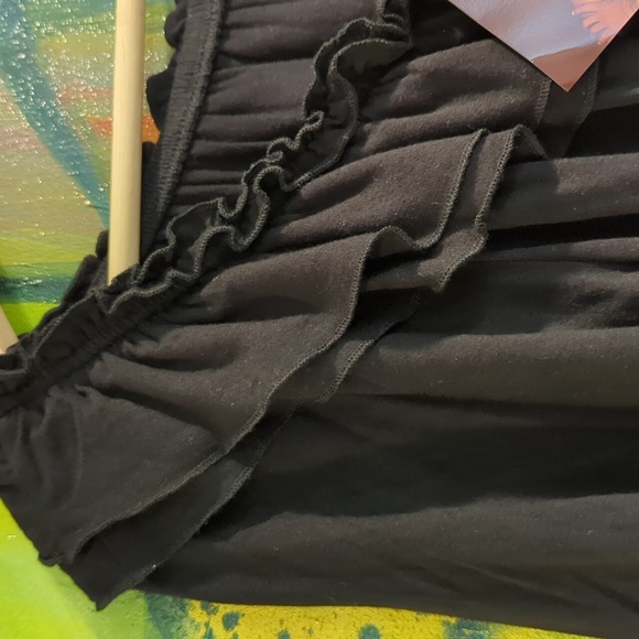 IMAN black tassel ruffle neck blouse 3/4 sleeved w/ elastic cuffs and hem small - Picture 4 of 13